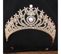 Elegant AB Heart Crystal Tiara Crown For Women Girls Wedding Party Rhinestone Crown Hair Dress Jewelry gold AB