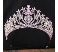 Elegant AB Heart Crystal Tiara Crown For Women Girls Wedding Party Rhinestone Crown Hair Dress Jewelry silver purple