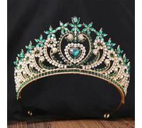 Elegant AB Heart Crystal Tiara Crown For Women Girls Wedding Party Rhinestone Crown Hair Dress Jewelry gold EN8