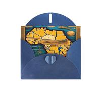 Elegant Abstract World Map Print Greeting Cards With Envelopes,Thank You,Birthdays,Christmas,Valentine