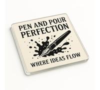 Elegant Acrylic Coaster Gift for Writers - Ink Flow Muse Style for Teacher Birthday or Christmas, Unique Desk Table Decoration