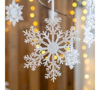 Elegant Acrylic Snowflake Pendant for Christmas Tree and Window Display with Transparent Material and Reflective Golden Accents for Seasonal Use (F)