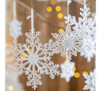 Elegant Acrylic Snowflake Pendant for Christmas Tree and Window Display with Transparent Material and Reflective Golden Accents for Seasonal Use (C)