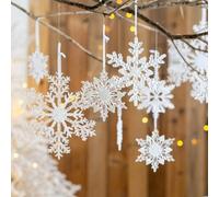 Elegant Acrylic Snowflake Pendant for Christmas Tree and Window Display with Transparent Material and Reflective Golden Accents for Seasonal Use (H)