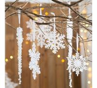 Elegant Acrylic Snowflake Pendant for Christmas Tree and Window Display with Transparent Material and Reflective Golden Accents for Seasonal Use (J)