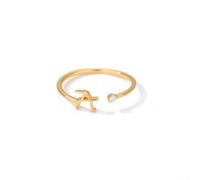 Elegant Adjustable Copper Ring with 26 Letter Design Adorned with Zircon for Glamour (Letter of A)