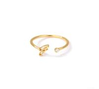 Elegant Adjustable Copper Ring with 26 Letter Design Adorned with Zircon for Glamour (Letter of J)