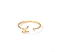 Elegant Adjustable Copper Ring with 26 Letter Design Adorned with Zircon for Glamour (Letters of L)