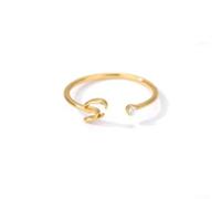 Elegant Adjustable Copper Ring with 26 Letter Design Adorned with Zircon for Glamour (Letters of S)