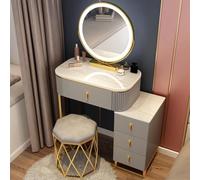 Elegant Adjustable Lighted Vanity Set with Mirror & Stool, 4 Drawer Modern Makeup Table for Bedroom, LED-Lit Dressing Table & Beauty Furniture, Perfect for Glam Room