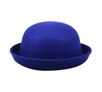Elegant Adults Solid Hat Roll Up Brim Panama Bowler Hat Bucket Hat Mens Womens Classic Wool Round Bowler Hats Cap 2025 (Blue, One Size)