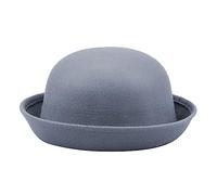 Elegant Adults Solid Hat Roll Up Brim Panama Bowler Hat Bucket Hat Mens Womens Classic Wool Round Bowler Hats Cap Mini Bag Grey
