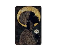 Elegant African Goddess Silhouette with Moon Retro Poster Metal Tin Sign Chic Art Retro Iron Painting Bar People Cave Cafe Family Garage Poster Wall Decoration 8x12inch(20x30cm)