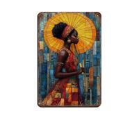 Elegant African Woman with Bright Tin Sign Vintage Metal Pub Club Cafe Bar Home Wall Art Decoration Poster Retro 8x12inch(20x30cm)