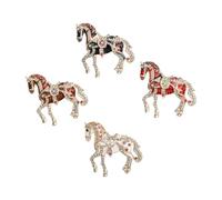 Elegant Alloy Brooch with Crystals and Enameled Animal Shaped Lapel Pin Accessories for Fashionable Looks Rhinestones Horse B