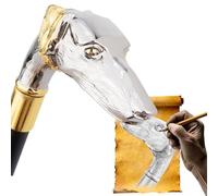 Elegant Alloy Steampunk Cane, Gothic Luxury Gentleman'S Fashion Crosier Stick with Dog Head Knob, 93cm, for Cosplay & Party(Platinum)