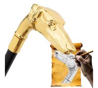 Elegant Alloy Steampunk Cane, Gothic Luxury Gentleman'S Fashion Crosier Stick with Dog Head Knob, 93cm, for Cosplay & Party(Gold)