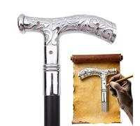 Elegant Alloy Steampunk Cane, Gothic Luxury Gentleman'S Fashion Crosier Stick with Silver Pattern Knob, 92cm, for Cosplay & Party