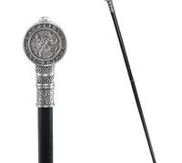 Elegant Alloy Steampunk Cane, Gothic Luxury Gentleman'S Fashion Crosier Stick with Totem Knob, 93cm, for Cosplay & Party(Silver)