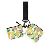 Elegant Almonds Neon Ash Pink Green Women's Coin Purses Card Cases Large Capacity Business Card Holder with Keychain for Woman 2 Pcs