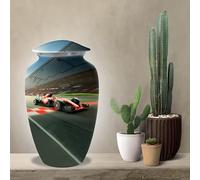 Elegant Aluminum Cremation Urn with F1 Design and Velvet Bag - Memorial Ashes Keepsake - Durable and Lightweight - Tribute Funeral Urn Large Adults Up to 200 lbs - 200 Cubic Inches