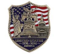 Elegant Americans Independence 250 Year Anniversary Tributes Brooch with Retro Charm Commemorative Armed Pin