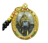 Elegant Amulet Pendant Necklace, Head Decorative, Traditional Function, Suitable As A Gift for Everyday Wear By Men And Women, Black Elephant