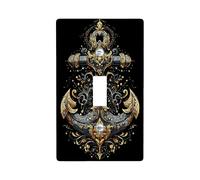 Elegant Anchors Light Switch Cover Plates/Outlet Covers, Luxurious Gold and Silver Nautical Design for Home Decor, Thermoplastic Wall Plates, Standard Size Single Toggle