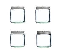 Elegant and Durable 120ml Large Clear Glass Jars with Airtight Silver Lids - Perfect for Candlemaking, Storage, DIY Beauty and Gifting - Heat-Resistant, Refillable & Stylishly Compact - Set of 4