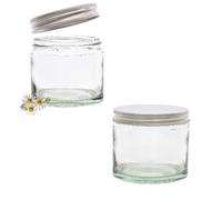Elegant and Durable 250ml Large Clear Glass Jars with Airtight Silver Lids - Perfect for Candlemaking, Storage, DIY Beauty and Gifting - Heat-Resistant, Refillable & Stylishly Compact - Set of 2