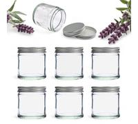 Elegant and Durable 60ml Clear Glass Jars with Airtight Silver Lids - Perfect for Candlemaking, Storage, DIY Beauty and Gifting - Heat-Resistant, Refillable & Stylishly Compact - Set of 6
