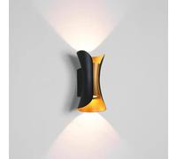 Elegant and Luxury Waterproof LED Wall Light - Up and Down Luxury Lighting, Hourglass Design, Hallway, Bedroom, Garden, Living Room (Black and Gold, 20cm x 10cm, 3000K Warm Light)