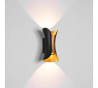Elegant and Luxury Waterproof LED Wall Light - Up and Down Luxury Lighting, Hourglass Design, Hallway, Bedroom, Garden, Living Room (Black and Gold, 20cmx10cm, 4000K Day Light)