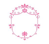Elegant and Oval Frame with Floral and Leaf Motifs Decorative Wall Decals 41x48.1cm Window Decals Pink