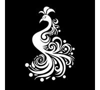 Elegant and Peacock Silhouette with Intricate Floral Design Fine Carving Decals 57.6x87.2cm Tattoo Culture White