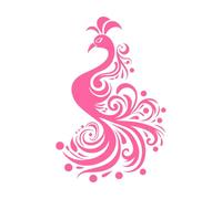 Elegant and Peacock Silhouette with Intricate Floral Design Wall Decals 57.6x87.2cm Multi Color Selection Pink