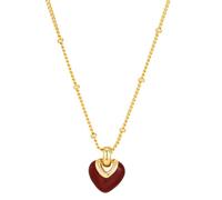 Elegant And Simple Red Heart Pendant Necklace For Women, Ruby-Style Heart, Gold Chain, For Special Occasions And Valentine'S Day