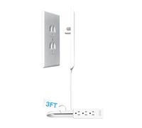 Elegant and Slim Plug, Elegant Flat Power Strip with 3 Outlets | Ultra Slim Plug Concealer Including Kit to Cables - for Bedroom Apartment Studio and Home Improvement