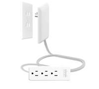 Elegant and Slim Plug - Flat Power Strip with 3 Outlets | Ultra Slim Plug Concealer Including Cable Kit, for Bedroom Salon Home Improvement and Study