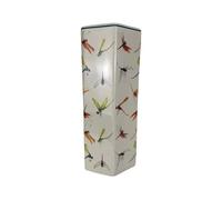 Elegant and Vintage-Inspired Ceramic 18" Square Umbrella Stand with Distressed Glazed Finish Stylish Vase for Unique Home Decor with Walking Sticks Stand for Home (Square Colourful Dragonfly)