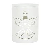 Elegant Angel Cut-Out Design White Ceramic Oil Burner - 13.6cm x 10.6cm (1 Pc.) - Premium Quality Material - Ideal for Aromatherapy, Home Decor Accent & Gift