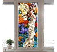 Elegant Angel Floral Static Window Cling, Double-Sided PVC Removable Glass Decal, Modern Flower Static Sticker for Home Office Glass Door Mirror Smooth for surface Decor
