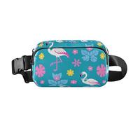 Elegant Animal Flamingo Flower Peach Cute Fanny Pack Waist Bag for Men Women Multipurpose Cross Body Bag Belt Pack with Adjustable Strap for Cycling Hiking Gym
