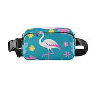 Elegant Animal Flamingo Flower Peach Fashion Crossbody Bag Waist Packs for Women Men Teens Multipurpose Crossbody Belt Bag with Adjustable Strap for Travel Shopping Running