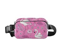 Elegant Animal Flamingo Peach Stylish Crossbody Bag Waist Packs for Women Men Large Capacity Sling Bag Travel Accessory with Adjustable Strap for Shopping Sports Work