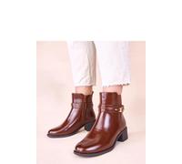 Elegant Ankle Boots With Decorative Strap And Stable Heel