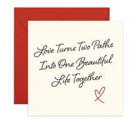 Elegant Anniversary or Valentines Day Card - “ Two Paths Into One Beautiful Life Together” - Romantic Card for Couples, Friends, Wife, Husband, Girlfriend, Boyfriend, Him, Her -Comes with Stickers
