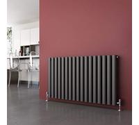 ELEGANT Anthracite Radiators Horizontal Double Heater 600 x 1003 mm Column Oval Panel Central Heating Designer Bathroom Radiator