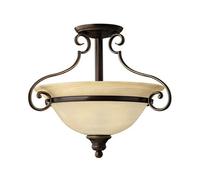 Loops 2 Bulb Semi Flush Light Antique Bronze LED E27 60W Bulb Loops Multicolor