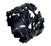 Elegant Antique Bronze Alloy Napkin Ring with Leaf Shape Design for Formal Dining, Weddings, and Holiday Table Settings - 4.4 x 3 cm (Black)
